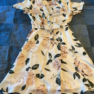 Dynamite Cream Floral Midi Dress
